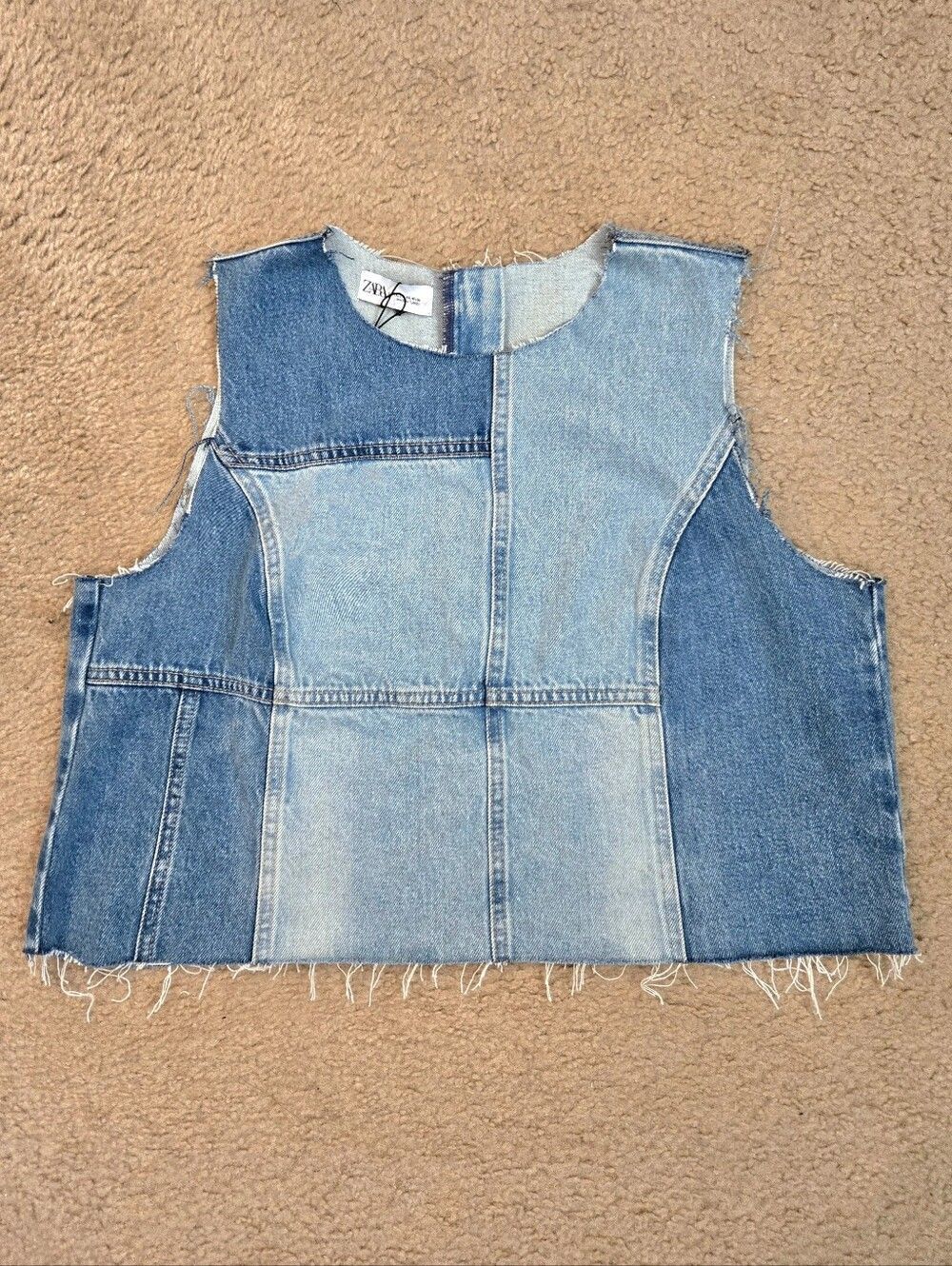 NEW Zara Patchwork Denim Top XXL
